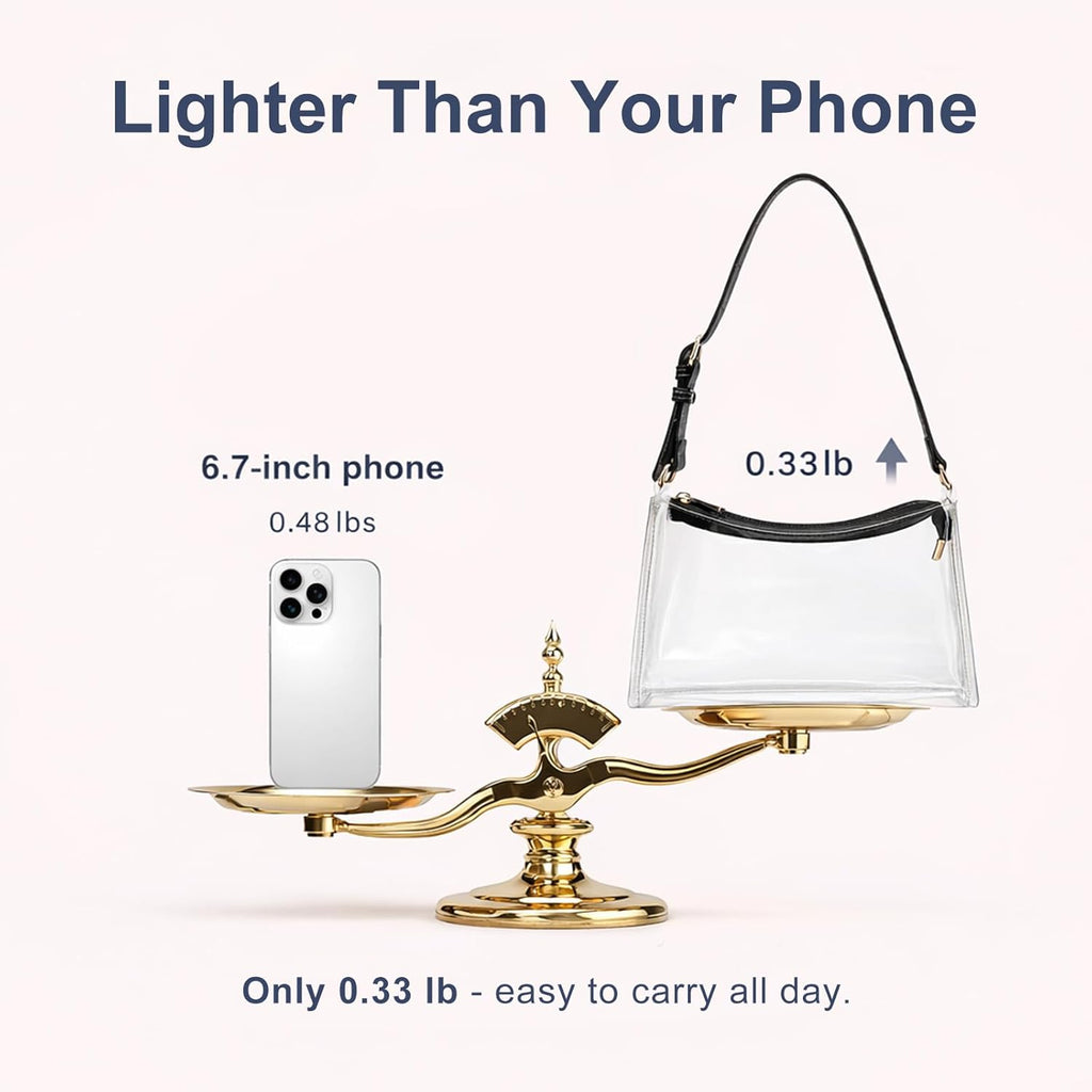 Wuflyover Clear Bag for Stadium Events - Adjustable Strap Clear Shoulder Bag for Concerts & Sports, Game Day Approved