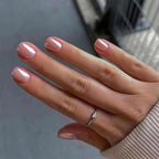Square Press on Nails Short Fake Nails Press ons Pink False Nails with Designs Glitter Acrylic Glossy Full Cover Glue on Nails Cute Artificial Stick on Nails for Women Decoration 24 Pcs
