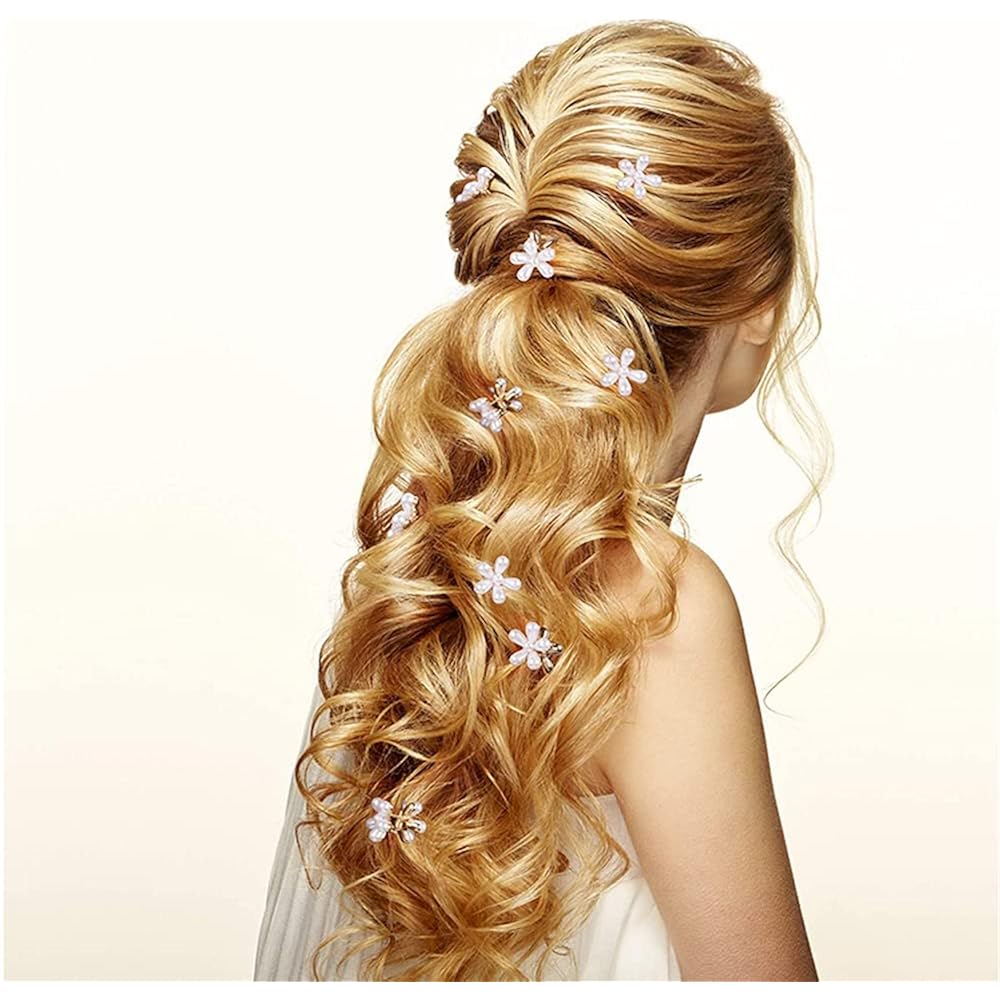10 Pcs Pearl Mini Claw Clips Daisy Floral Hair Clips, Sweet Artificial Bangs Clips Decorative, Decorative Hair Accessories for Women and Girls