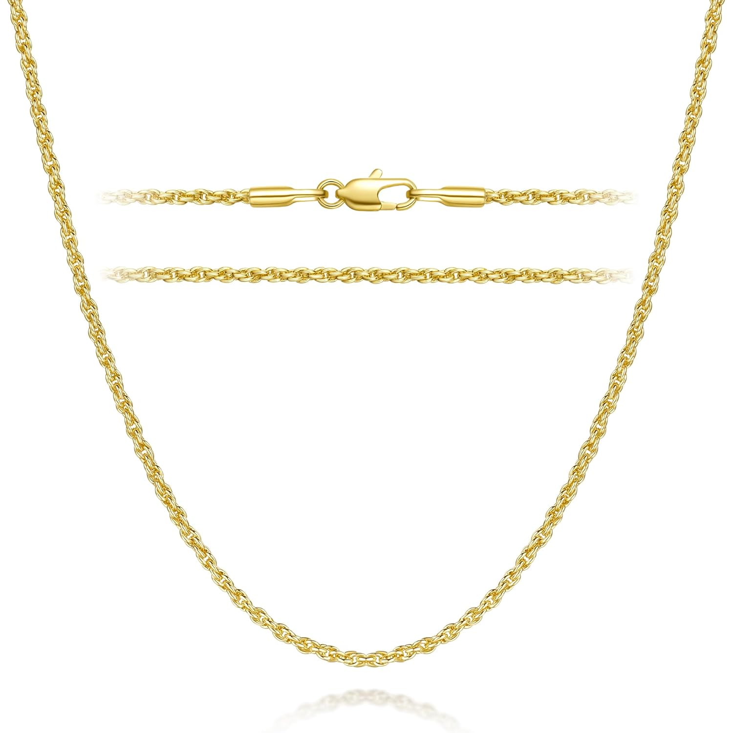 14K Gold Necklaces for Women 14K Gold Chain for Women Chain Necklace for Men Timeless yet Classic Rope Chains Design Chains for Womens Necklace 16/18/20/22/24/26in