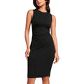 Crz Yoga Womens Butterluxe Summer Sleeveless Midi Dresses Casual Work Cocktail Party Ruched Pencil Bodycon