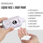Bobisuka White Face Body Paint Liquid Texture Washable Non Toxic Facepaint Fast Drying Foundation Makeup For Halloween Clown Skeleton Skull Cosplay Sfx Costume Party Large Capacity(130Ml)