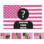 Custom Pink American Flag 3X5 Ft Outdoor, Personalize Print Your Own Text/Photo/Logo, Customized Flags For Outside, Design Your Image For Funny Tapestry Poster Banners