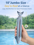 Xy-Wq 10" Large Shark Pool Thermometer – Jumbo Easy-Read Pool Water Thermometer With Fully Sinking Design For Accurate Readings, Tether Included For Swimming Pool, Spa, Hot Tub & Pond