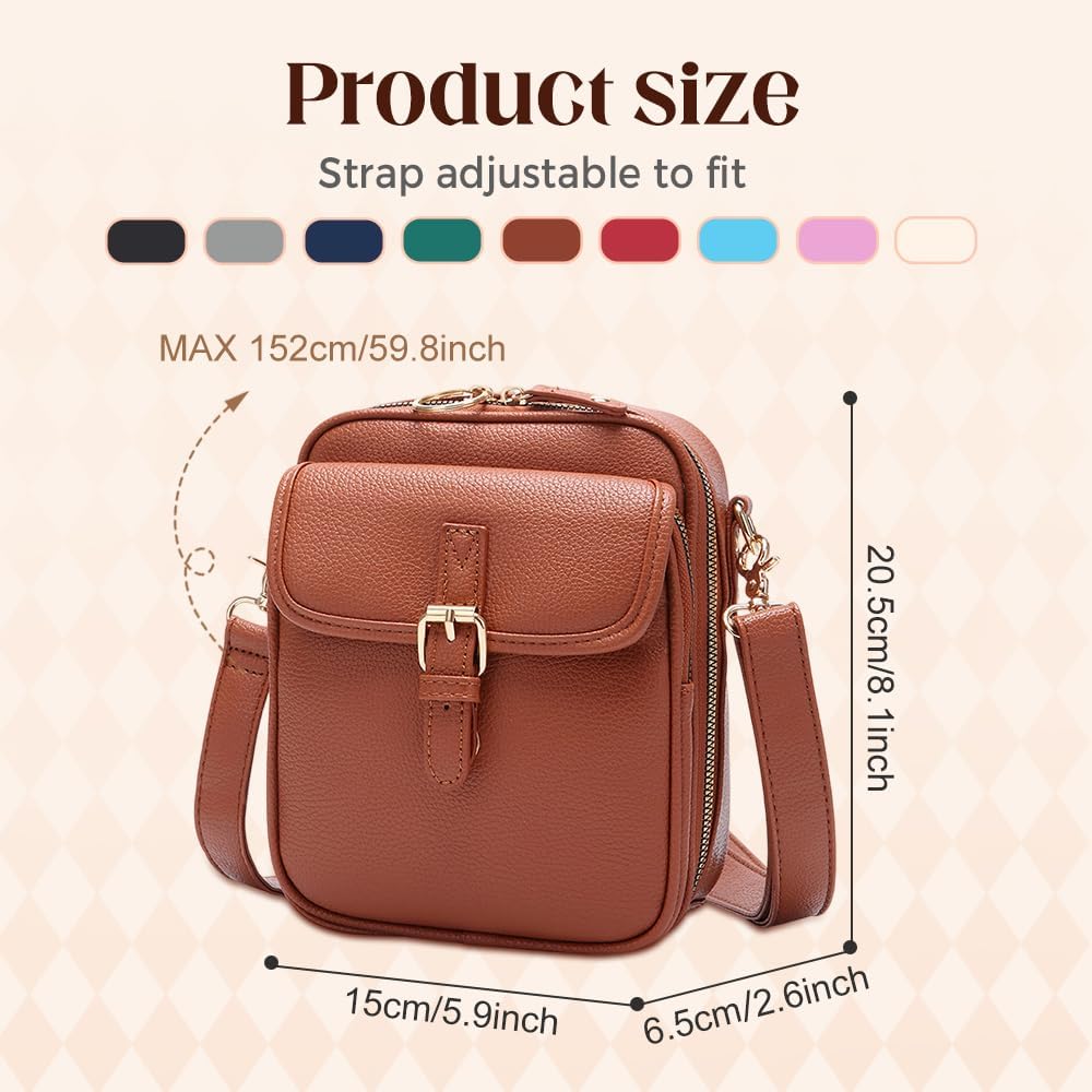 Crossbody Leather Bag For Women Multi-Slot Multifunctional Large Capacity Bags Adjustable Shoulder Bags Handbag | Anti-Theft