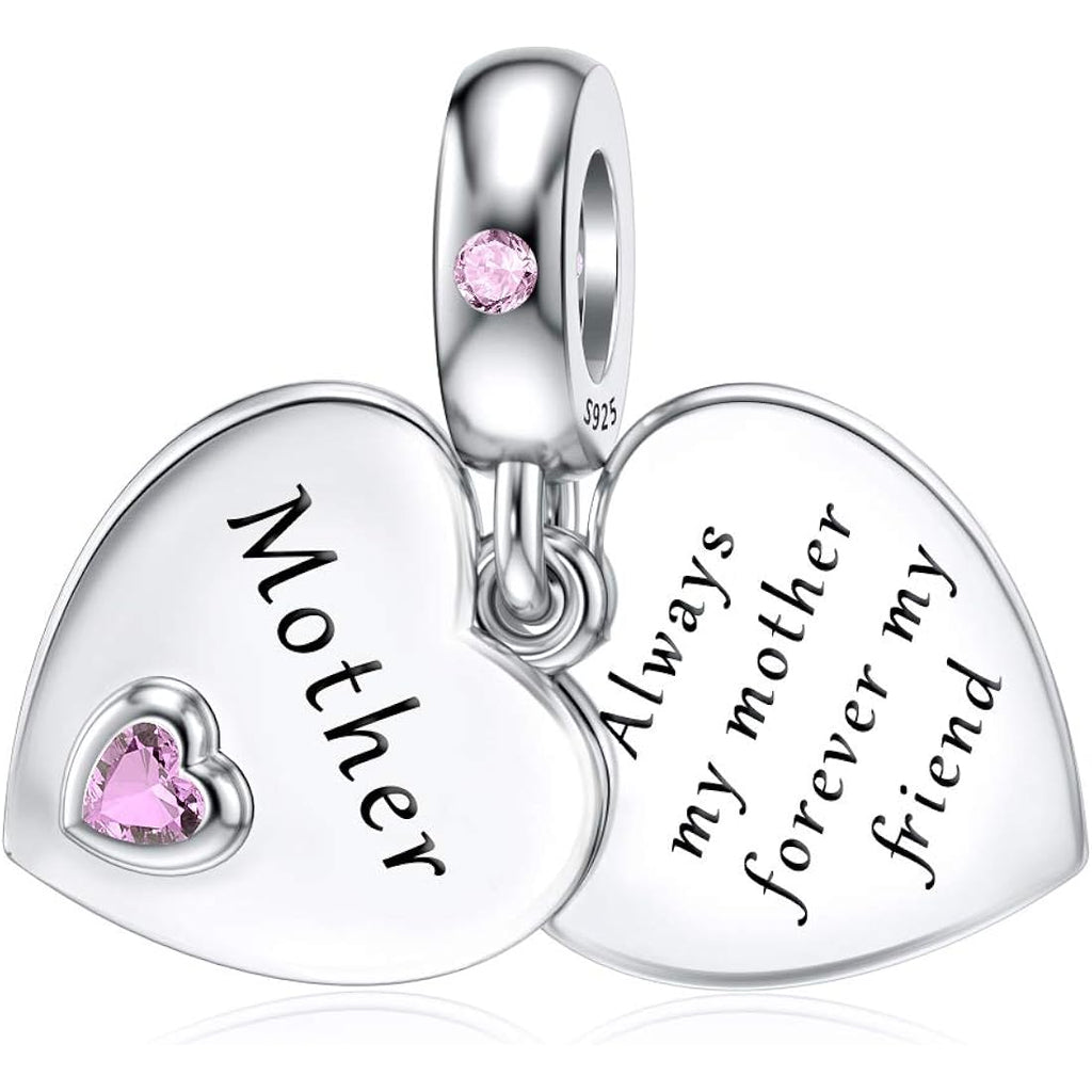 JIAYIQI Mother Sister Daughter Wife Charms Fit Charms Bracelet Necklace with Double Heart Love Charms 925 Sterling Silver Beads for Women Jewelry