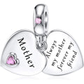 JIAYIQI Mother Sister Daughter Wife Charms Fit Charms Bracelet Necklace with Double Heart Love Charms 925 Sterling Silver Beads for Women Jewelry