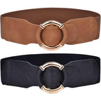 Beltox Women Elastic Belt Dress Stretchy Wide Waist Vintage Thick Cinch PU Leather