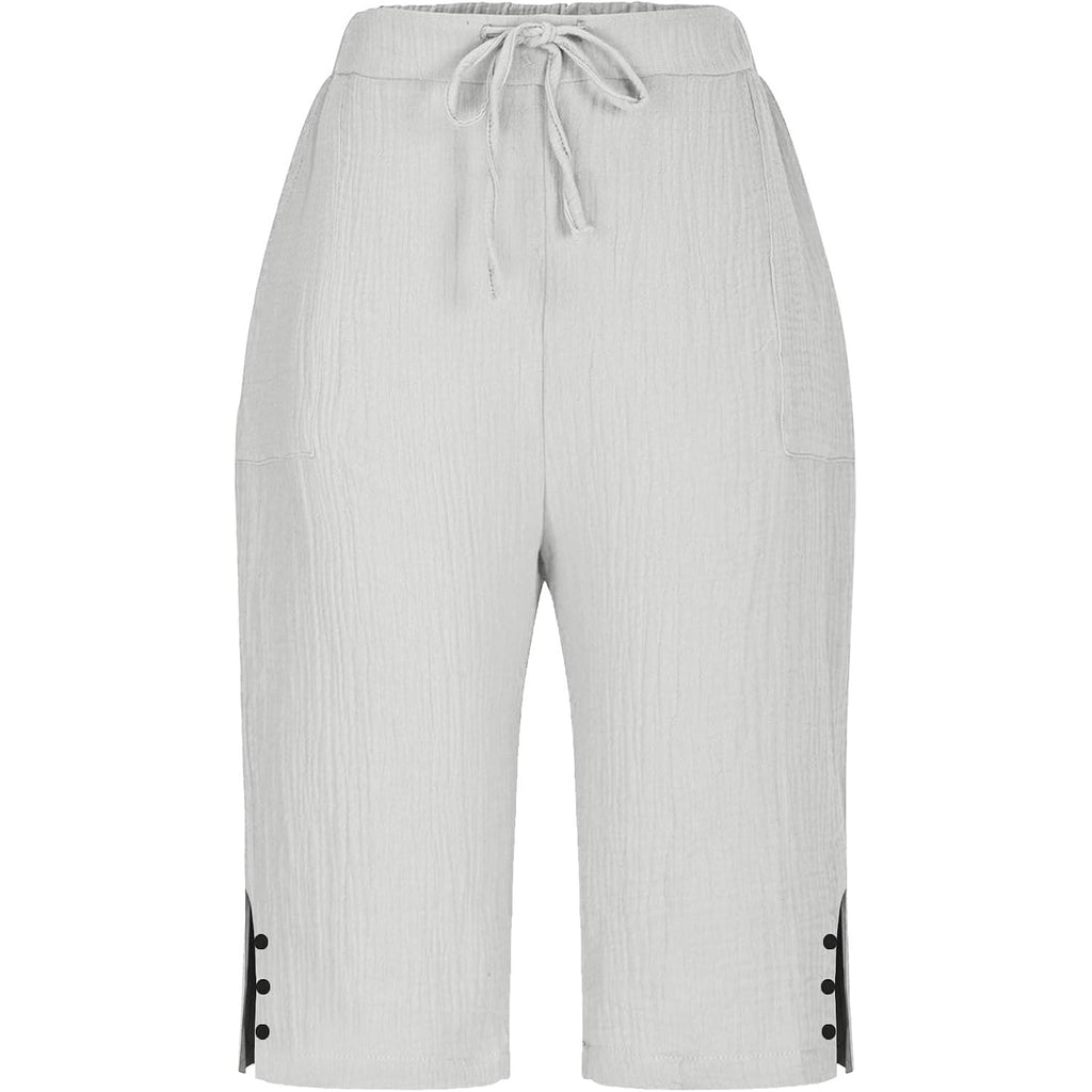 Womens Bermuda Shorts Summer Casual Wide Leg Knee Length High Waisted Cotton Long Shorts with Pockets Beach Outfits