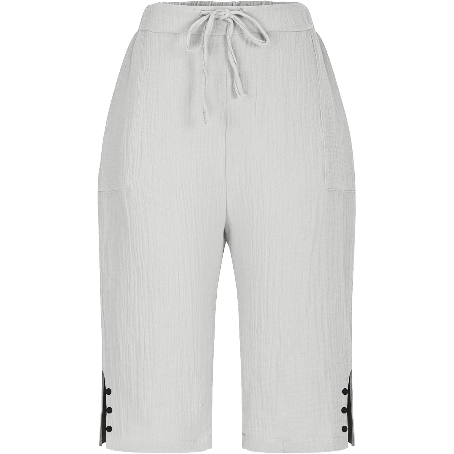 Womens Bermuda Shorts Summer Casual Wide Leg Knee Length High Waisted Cotton Long Shorts with Pockets Beach Outfits
