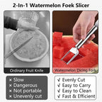 2-In-1 Stainless Steel Fruit Cutter, Watermelon Fork Slicer Tool, Watermelon Slicer And Fork, Dual Head Knife With Round Handle For Kitchen Fruit Cubes (1 Piece)
