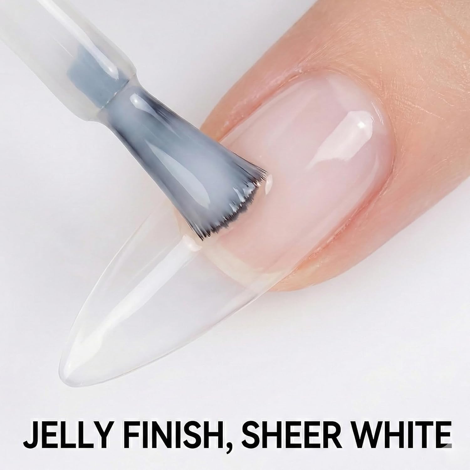 NovaCharm Jelly White Nail Polish, Quick Dry Sheer White Nail Polish No UV Lamp Needed, Glossy Translucent Nail Lacquer, Air Dry Nailpolish for Women, 12ML