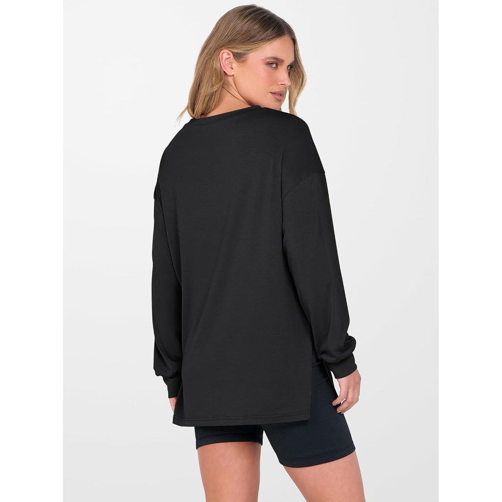 Anrabess Women'S Oversized Long Sleeve Shirts Fall Workout Tunic Tops Athletic Gym Tshirts Soft Basic Tees 2026 Outfits