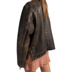 Ladies Real Soft Lambskin Leather Jacket - Oversized Bomber Casual Wear Jacket For Womens