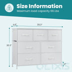 Olixis 7 Drawer Closet Organizer, Storage Tower With Sturdy Steel Frame | White Dresser For Bedroom, Wooden Top & Easy Pull Fabric Bins, Clothes Organization, Living Room Entryway