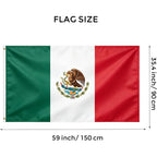 Mexican Flag, Flag Of Mexico 3X5 Ft - Polyester Lightweight Flags With 2 Brass Grommets For Mexican Party Decorations, Sports Events Decorations