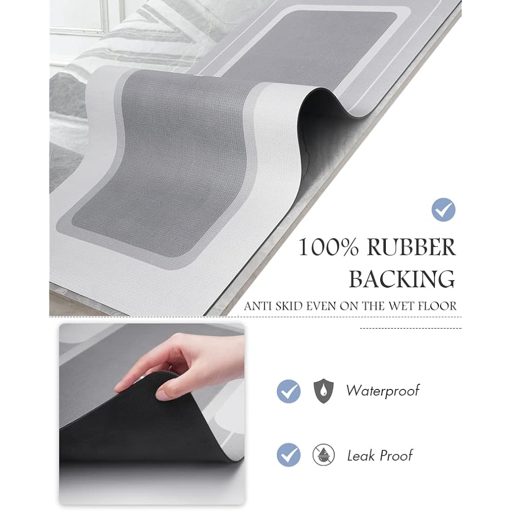 Montvoo-Bath Mat-Bathroom Mat Rug Non Slip Super Absorbent Stain Resistant Quick Dry Thin Bath Rug-Bath Mats For Bathroom Floor Bathtub Vanity-Bathmat Bath Rug Easy Care-17"X27" Grey