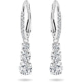 Swarovski Stilla Attract Trilogy Drop Pierced Earrings with White Crystals on a Rhodium Plated Setting with Hinged Closure