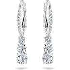Swarovski Stilla Attract Trilogy Drop Pierced Earrings with White Crystals on a Rhodium Plated Setting with Hinged Closure