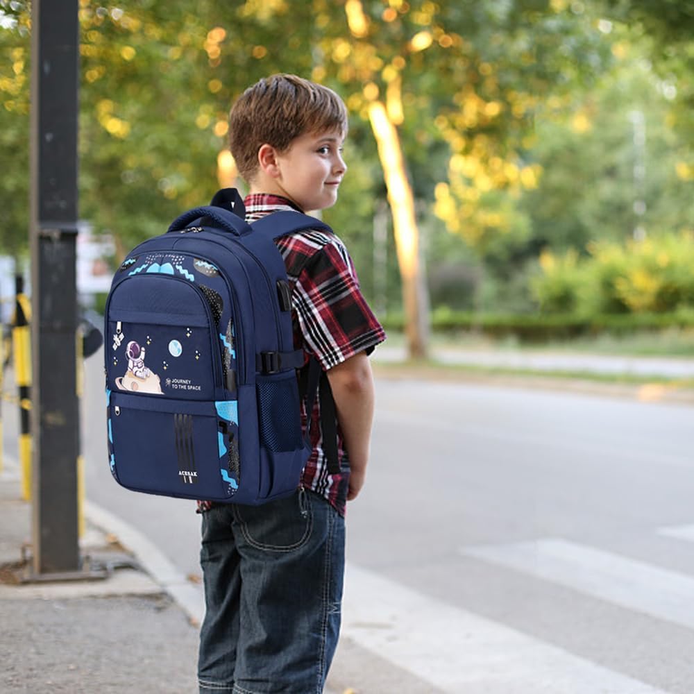 Acesak Backpack For Boys - Boy Backpack Schoolbag For Boys Kids Children Teens Girls Elementary Middle School Bags, Waterproof Lightweight Kids Bookbag Backpacks Casual Daypack With Lunch Bag Set