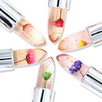 6 Pcs Crystal Flower Jelly Lipstick Set, Temperature Change Moisturizer Long Lasting Flower Lip Stick Nutritious Lip Balm Magic Color Change Lip Gloss Makeup