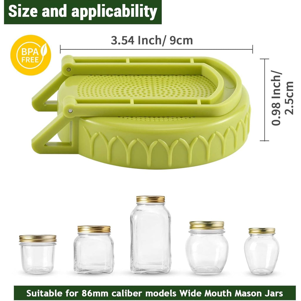 Happyiren Sprouting Kit for Wide Mouth Mason Jars, 2-Pack BPA-Free One-Piece Sprouting Lids with Built-In Stand, Seed Germination Jar Sprouter Lid, Fits Wide Mouth Jars (3.38"/86mm)