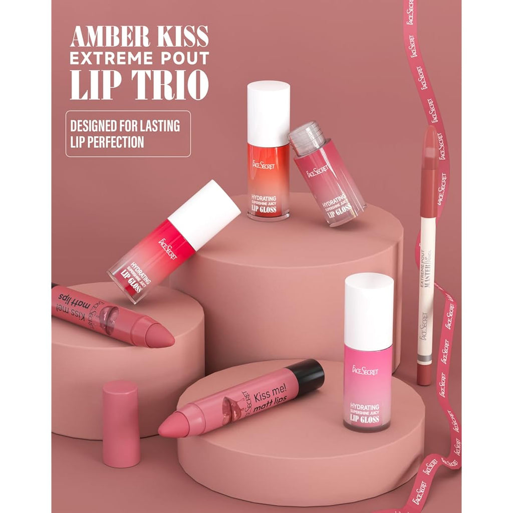 3PCS Lip Liner and Lipstick Combo Set, Velvet Matte Lipstick Pencil & Hydrating Lip Gloss - High Pigment Nude Brown Collection, Long-Lasting Moisturizing Lip Liner for Defining
