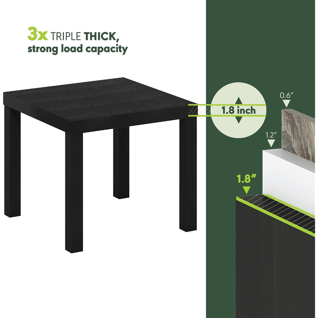 Furinno Classic Homey Square Parsons Side End Table, 1-Pack, Black