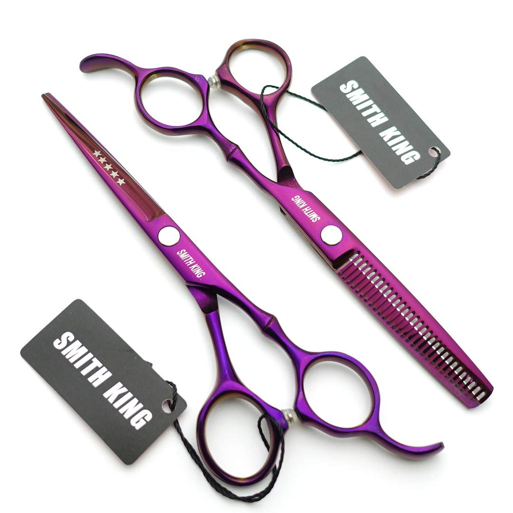 6.0 Inches Professional Hair Cutting Thinning Scissors Set With Razor (Violet)