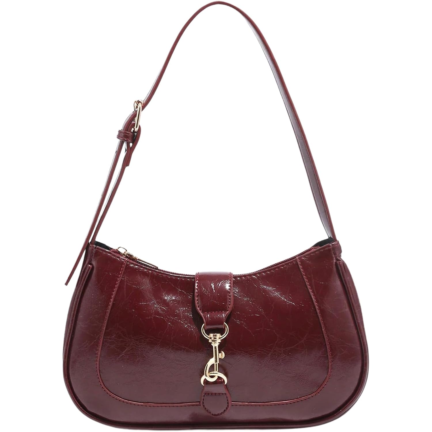 Women'S Retro Vintage Zipper Shoulder Bag Adjustable Strap Elegant Underarm Purse Handbags