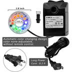 15W 220 Gph Submersible Fountain Pump With Led Light (800L/H), Ultra Quiet Adjustable Water Pump For Water Feature, Hydroponics, Garden, Pond, Aquariums, Fish Tanks, Indoor Outdoor Fountain