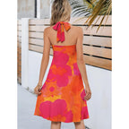 Wkior Womens Sundress Summer Beach Vacation Sleeveless Halter Neck A-Line 2026 Boho Floral Midi Dress With Pockets