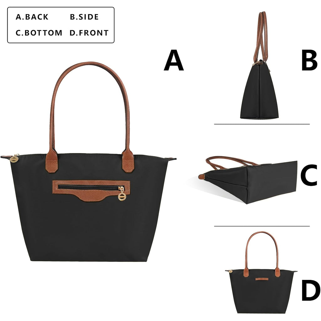 Waterproof Nylon Tote Bag For Women Lightweight Designer Handbag With Zipper Stylish And Durable Purse