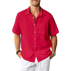 Kyku Men'S Cotton Linen Shirts Casual Men Short Sleeve Button Down Beach Wedding Summer Shirts, With Pocket