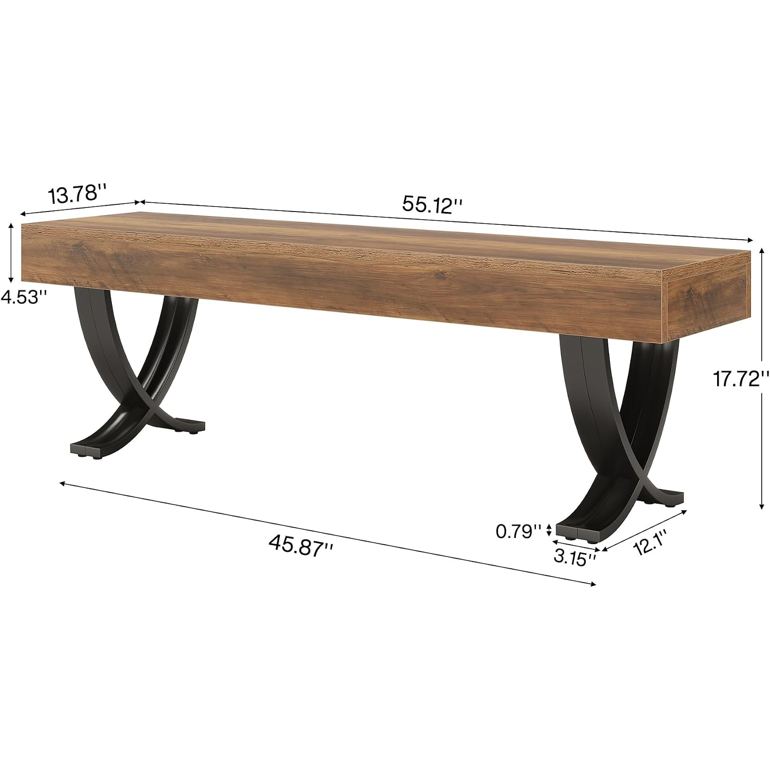 Tribesigns Entryway Shoe Bench, 55-Inch Wooden Shoe Bench With Metal X-Shaped Legs, Industrial Long End Of Bed Stool With Seating For Bedroom, Living Room, Hallway, Porch