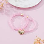 Mothers Day Gifts- Mother Daughter Bracelets Set, Matching Heart Charm Natural Stone Bracelet Jewelry Gifts for Mom Daughter
