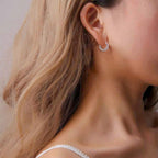 Sterling Silver Cubic Zirconia Hoop Earrings and 14k Gold Earrings, Hypoallergenic Diamond Huggies Earrings for Women