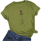 Womens Cute Bee Graphic Tee Shirts Short Sleeve Let It Bee Funny Letter Print Summer T-Shirt Tops
