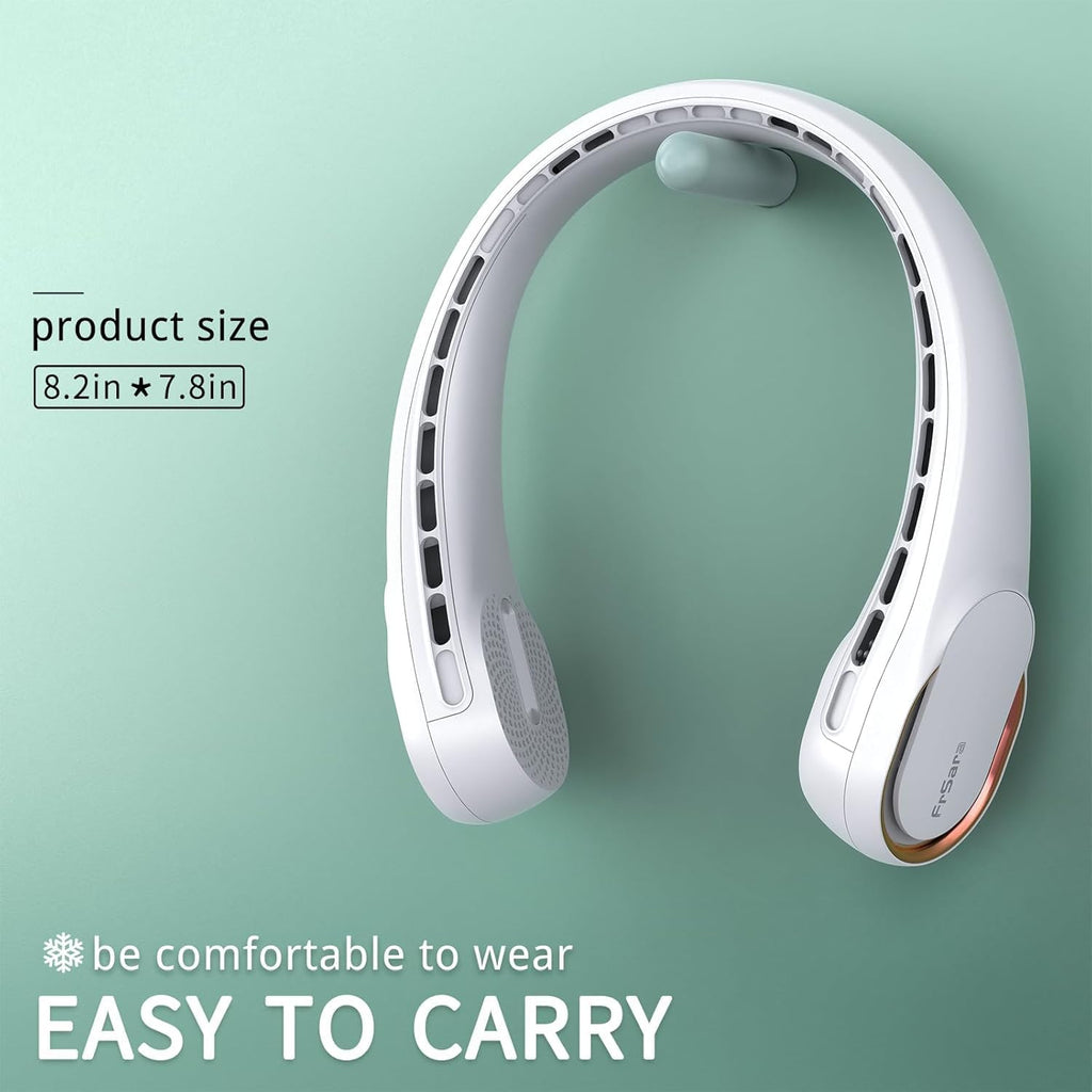 Frsara Neck Fan, Portable Personal Fan Strong Wind, 4000Mah, Air Volume,360° Cooling, No Hair Twisting, Air Volume On 2 Sides, Non-Slip, Quick Charge, Long Use Time, Birthday Gift For Women, Dad, Men