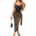 Chiaolezhee Women'S Sexy Lace Bustier Maxi Dress, Built-In Bra Underwire Corset Bodycon Clubwear Festival Outfits