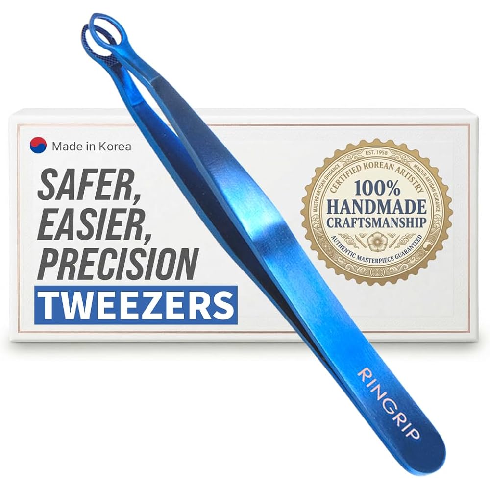 [Premium Hand-Made] Tweezers for women facial hair - Round tip Tweezers, Eyebrow Tweezers, 304 Surgical-grade Stainless Steel for Safety, Precision tweezers, Facial Hair for Men & Women