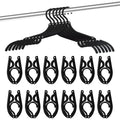 12 Pcs Travel Hangers - Cruise Ship Essentials Portable Folding Clothes Hangers Travel Essentials Foldable Clothes Drying Rack For Travel (Black)