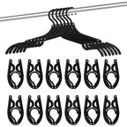 12 Pcs Travel Hangers - Cruise Ship Essentials Portable Folding Clothes Hangers Travel Essentials Foldable Clothes Drying Rack For Travel (Black)