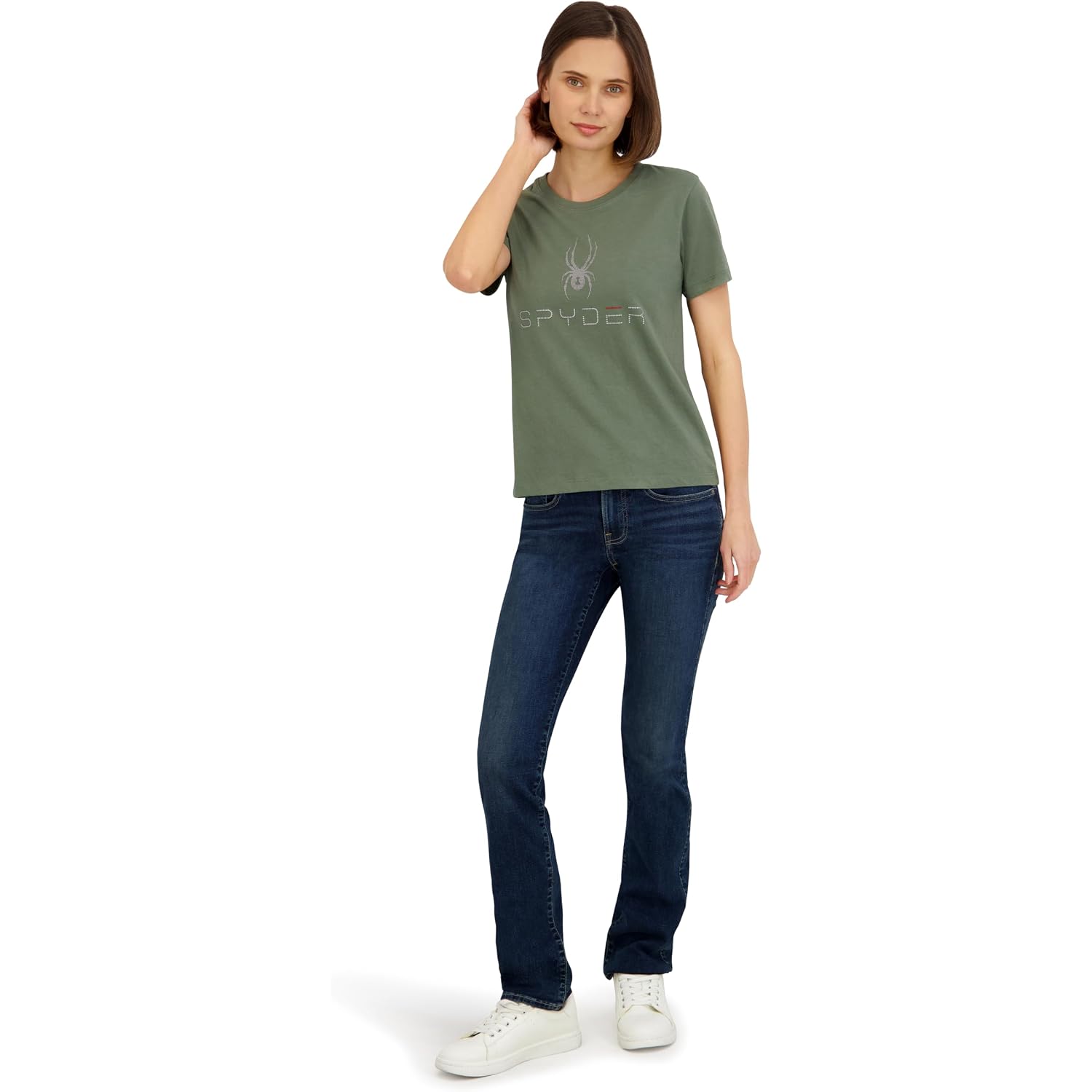 Spyder Women's Core Classic Logo Graphic Short Sleeve Tee T-Shirt Agave