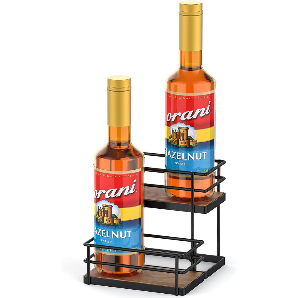 Thygiftree Coffee Syrup Rack Organizer 4 Bottle Syrup Holder Stand 2-Tier Storage Shelves For Kitchen Coffee Bar Station