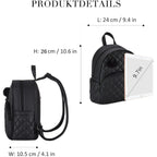 ECOSUSI Mini Backpack for Women Leather Small Backpack Purse for Ladies Cute Pom Bookbag Travel Shoulder Bag with Charm Tassel Black