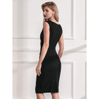 Women's Retro Ruffle Style Slim Work Pencil Dress