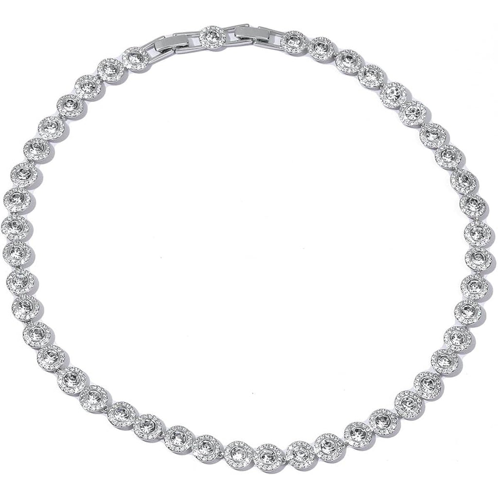ZOEY Angelic Crystal Necklace - 18K Plated 38-40.5cm Adjustable Chain, 18.5-21cm Extendable Bracelet, Elegant Around Crystal Jewelry