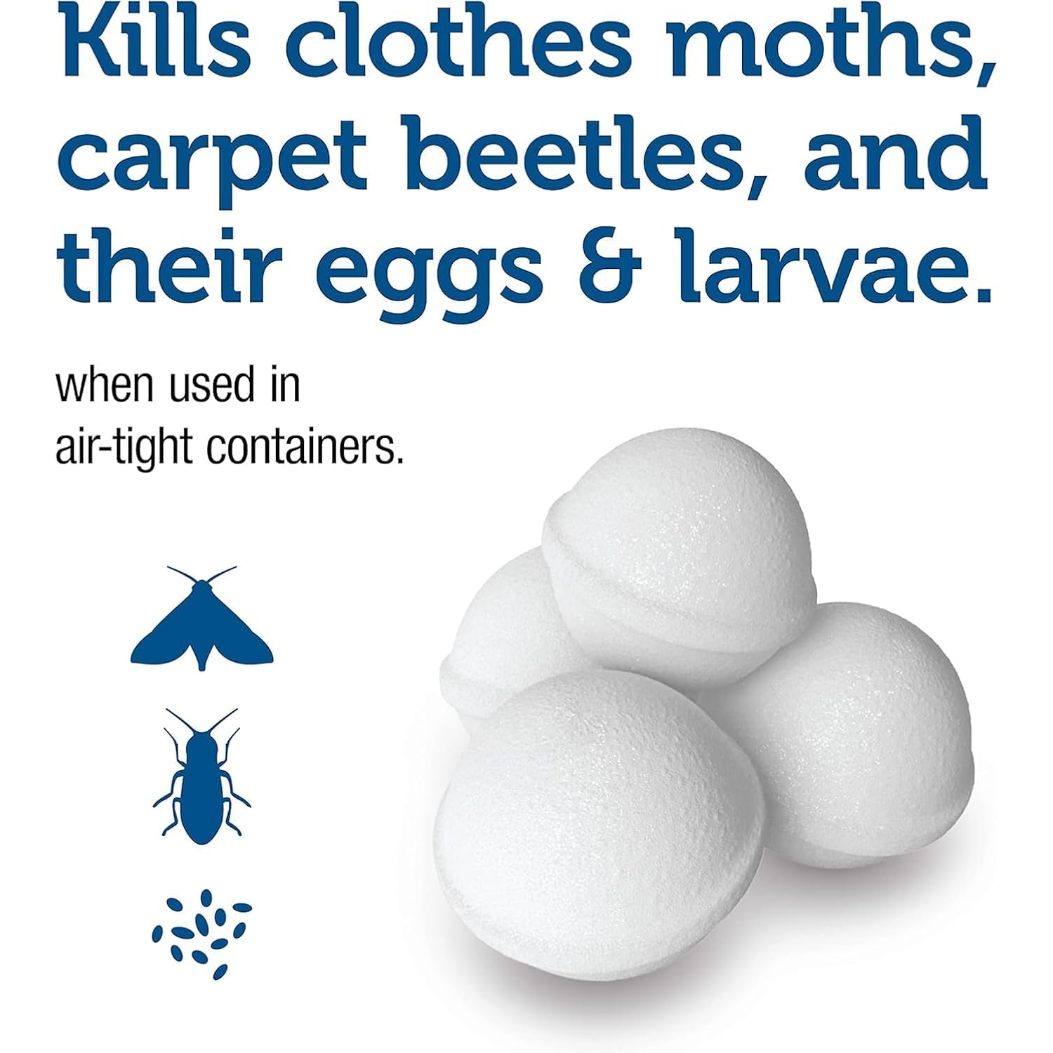 Enoz Para Moth Balls For Closets And More - Kills Clothes Moths And Carpet Beetles - For Indoor Use - No Clinging Odor - 4 Oz (Pack Of 6)