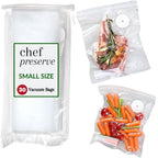 Chef Preserve Reusable Vacuum Sealer Bags For Food - 30 Bpa-Free Small (8 X 10 In) Food Storage Bags, Freezer, Microwave - Odor-Resistant, Leak-Proof - Compatible With Chef Preserve Vacuum Sealers